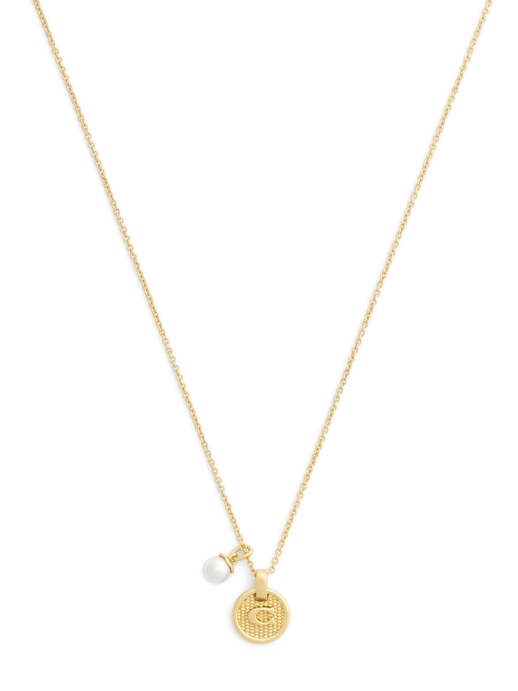 Coach gold signature C textured coin pendant necklace - British product