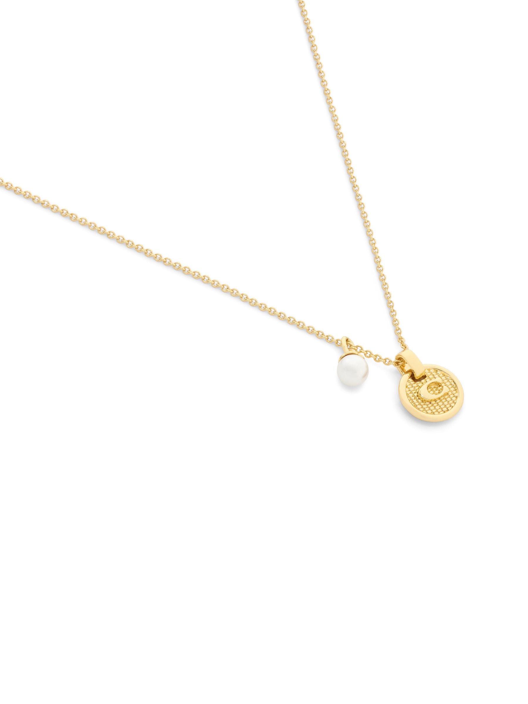 Coach gold signature C textured coin pendant necklace - British product
