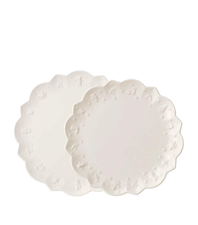 Harrods Porcelain Dinner and Dessert Plates Set with Scalloped Edge (8-Piece)- Buy online at McGrocer