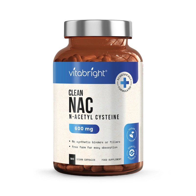 VitaBright NAC supplement 600mg 180 capsules (British brand)