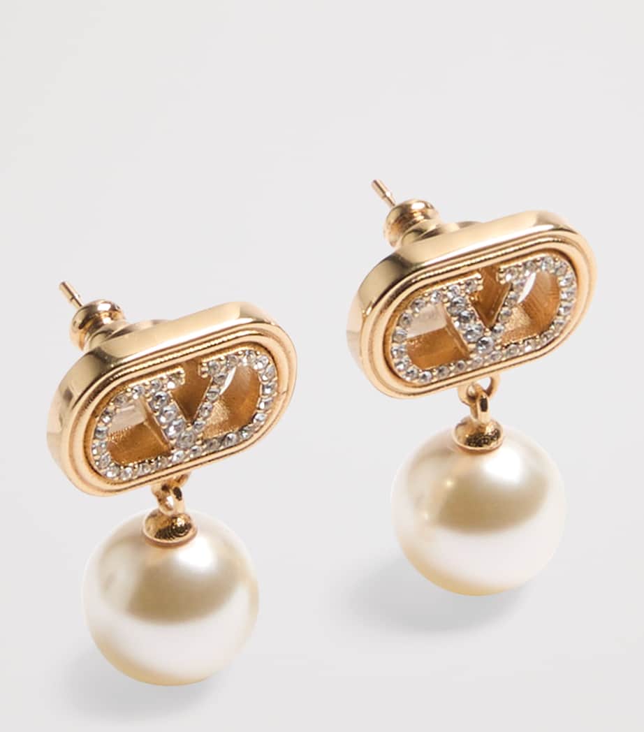 Valentino Garavani Crystal Ovalette Logo Earrings - British product