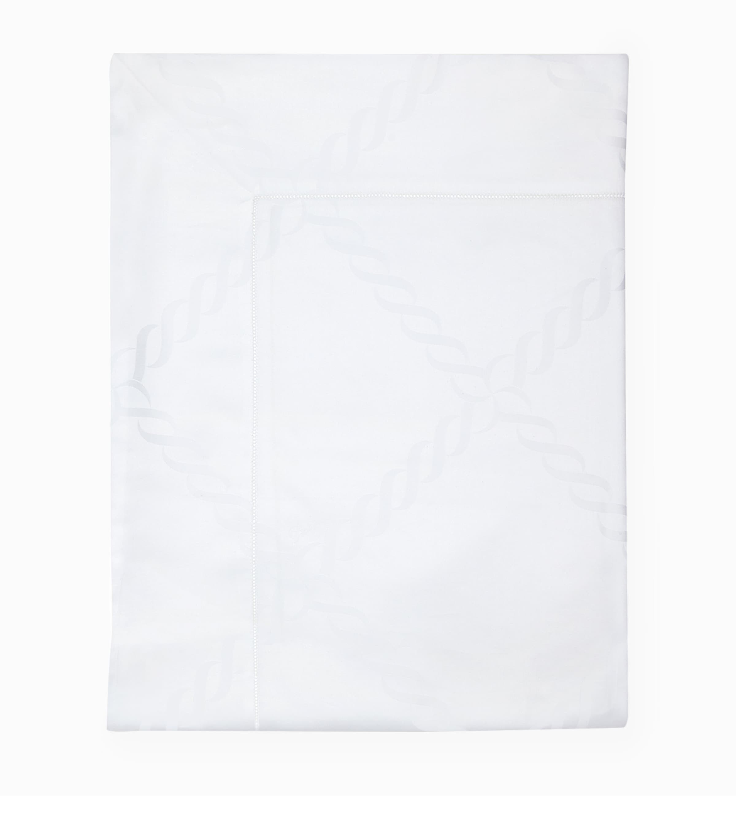 Pratesi Super King flat sheet with striped chain motif, 300cm x 270cm, imported from the UK