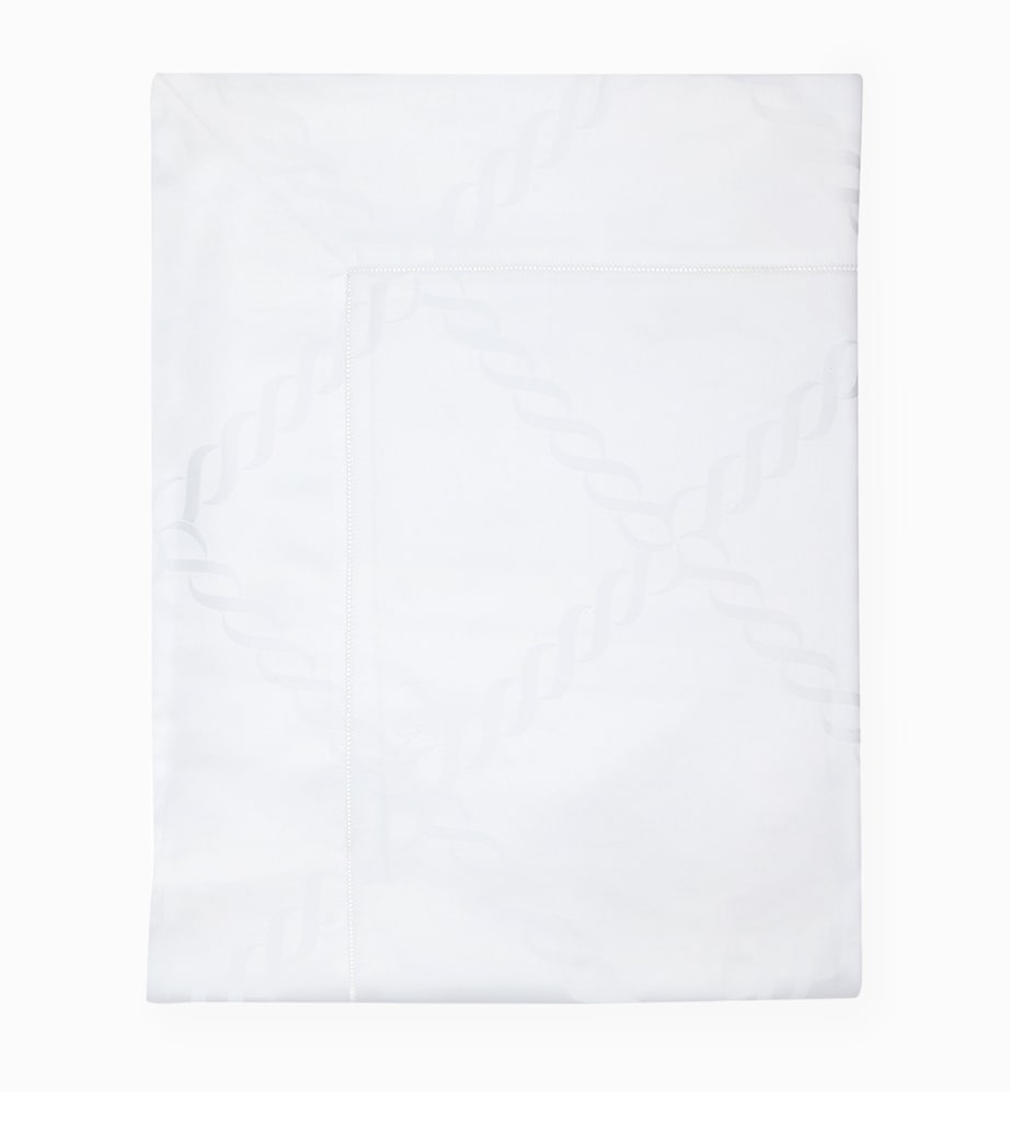 Pratesi Super King flat sheet with striped chain motif, 300cm x 270cm, imported from the UK