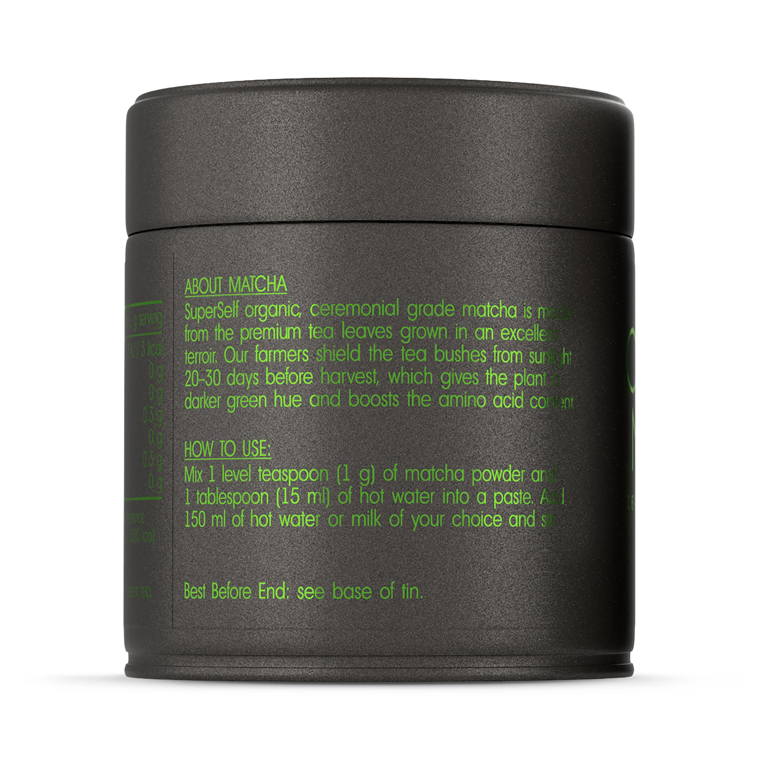 SuperSelf organic matcha green tea powder ceremonial grade 50g, imported from the UK