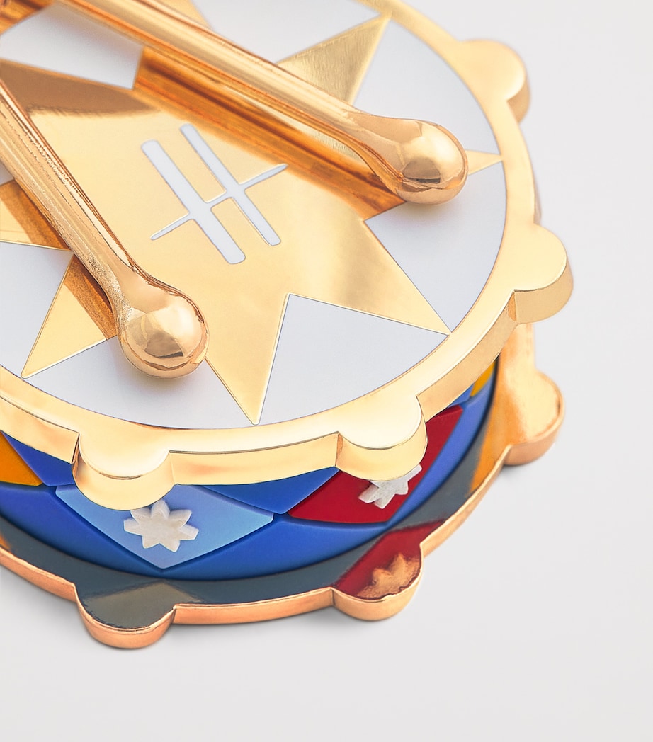 Harrods drum keyring featuring gold-tone accents, UK version