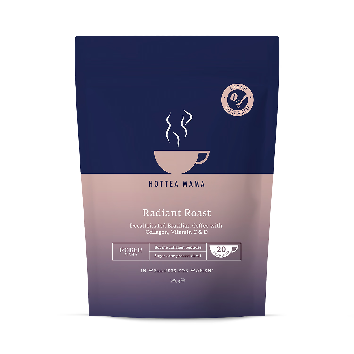 HotTea Mama collagen decaf coffee blend 280g, imported from the UK