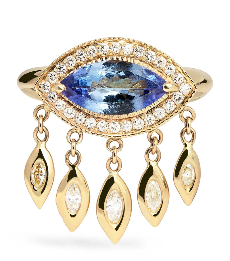 Jacquie Aiche gold diamond tanzanite evil eye ring - British product