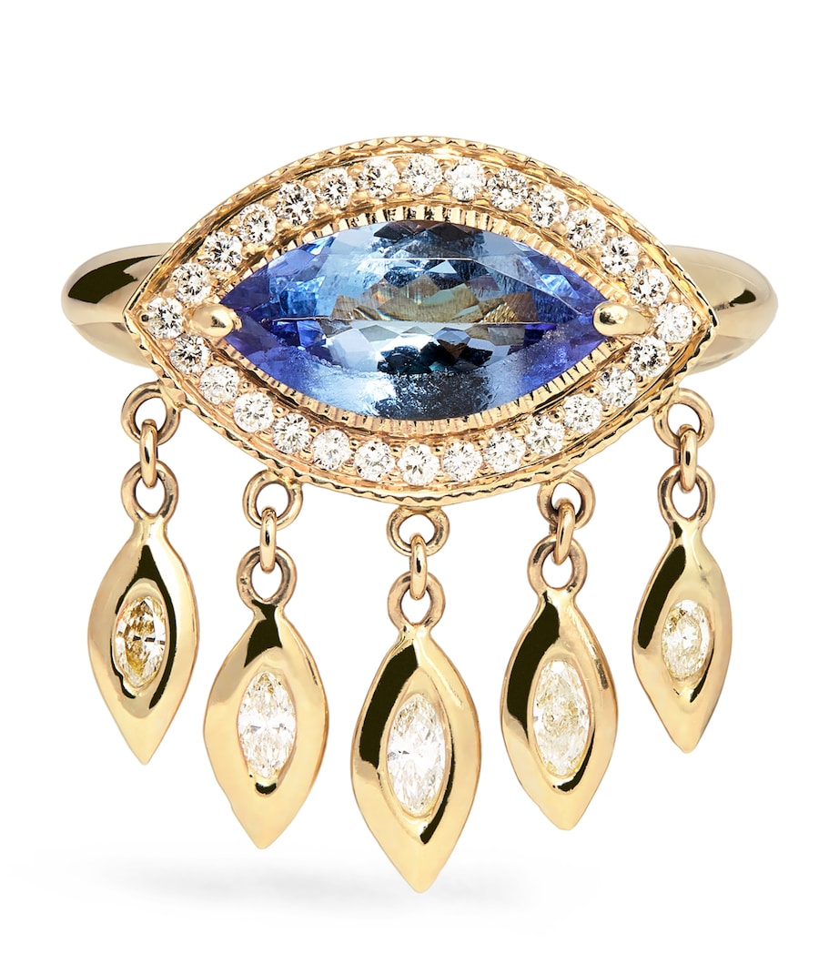 Jacquie Aiche gold diamond tanzanite evil eye ring - British product
