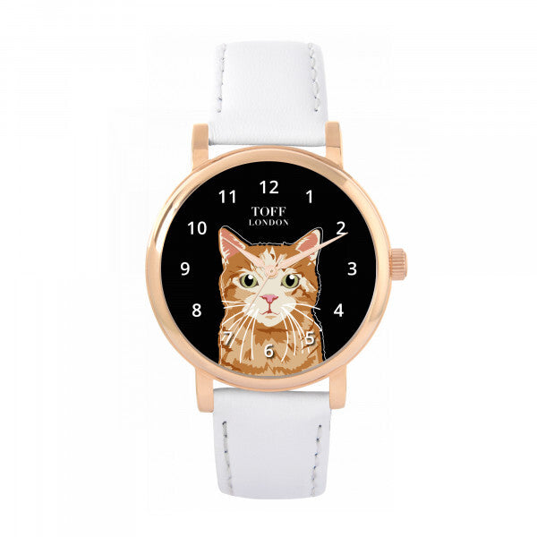 Toff London black ladies ginger tabby cat watch (British brand)