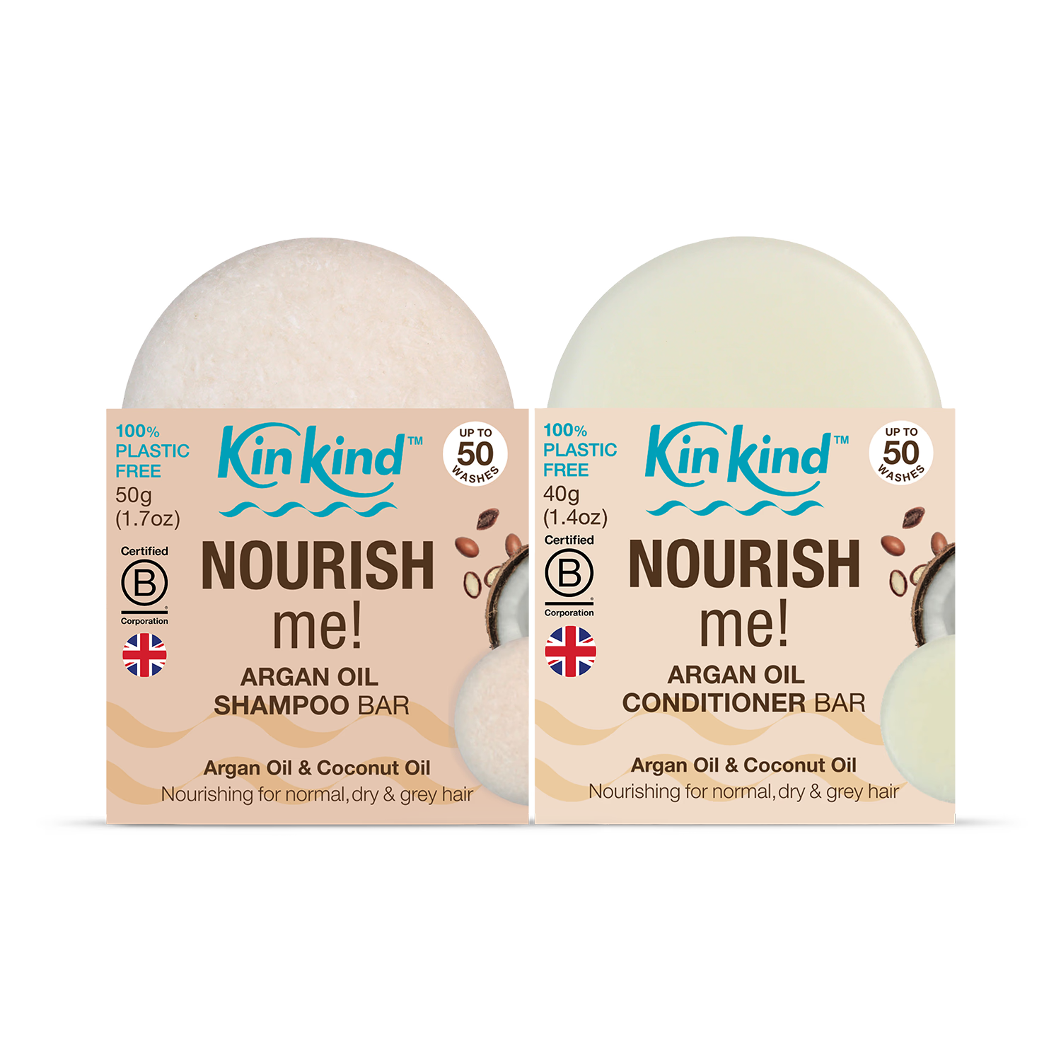 KinKind argan oil shampoo and conditioner bar set 90g, imported from the UK