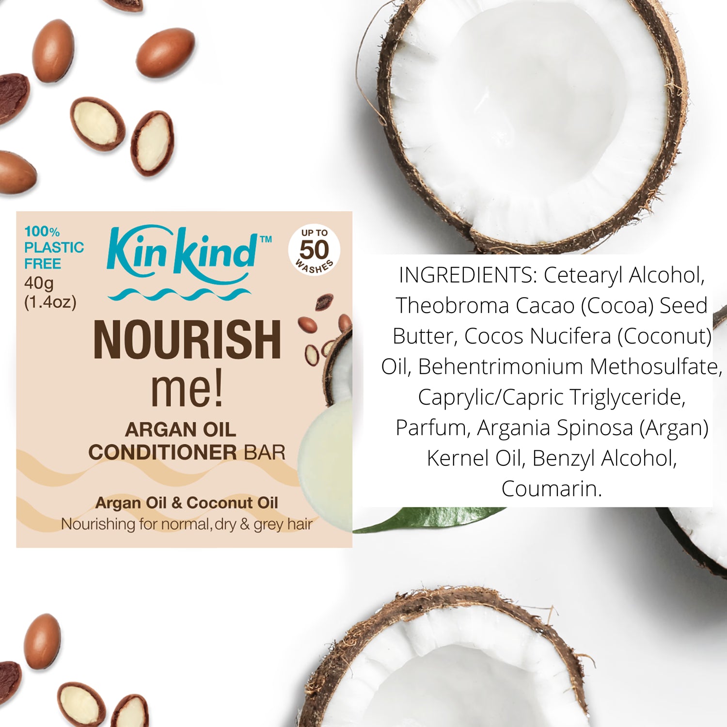 KinKind argan oil shampoo and conditioner bar set 90g, imported from the UK