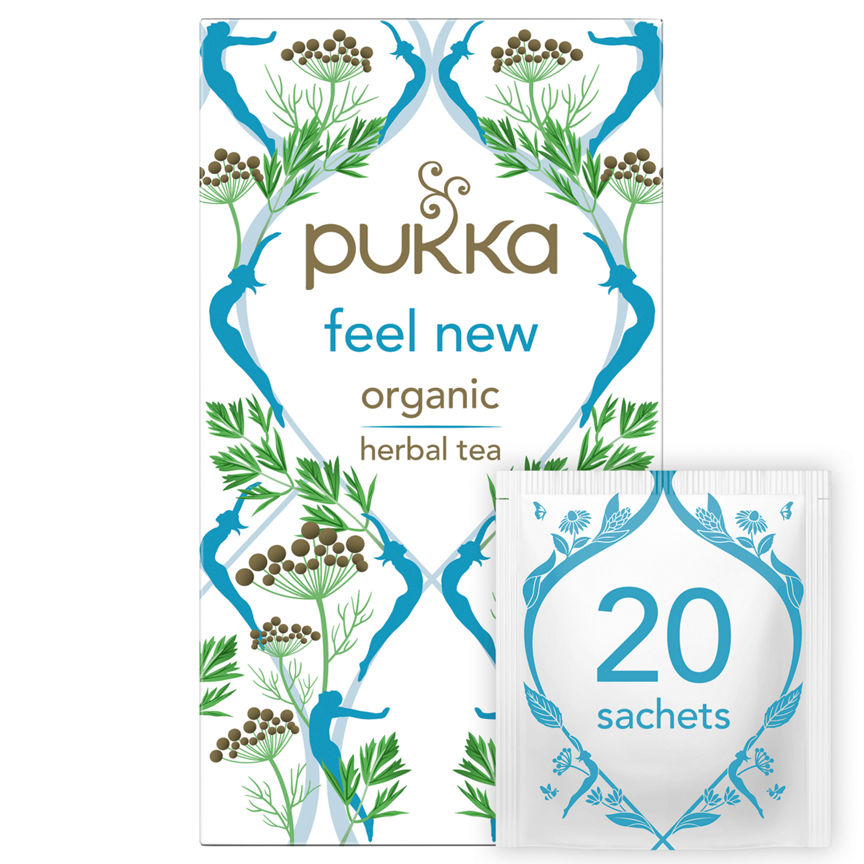 Pukka Organic Feel New 20 Herbal Tea Sachets GOODS ASDA   