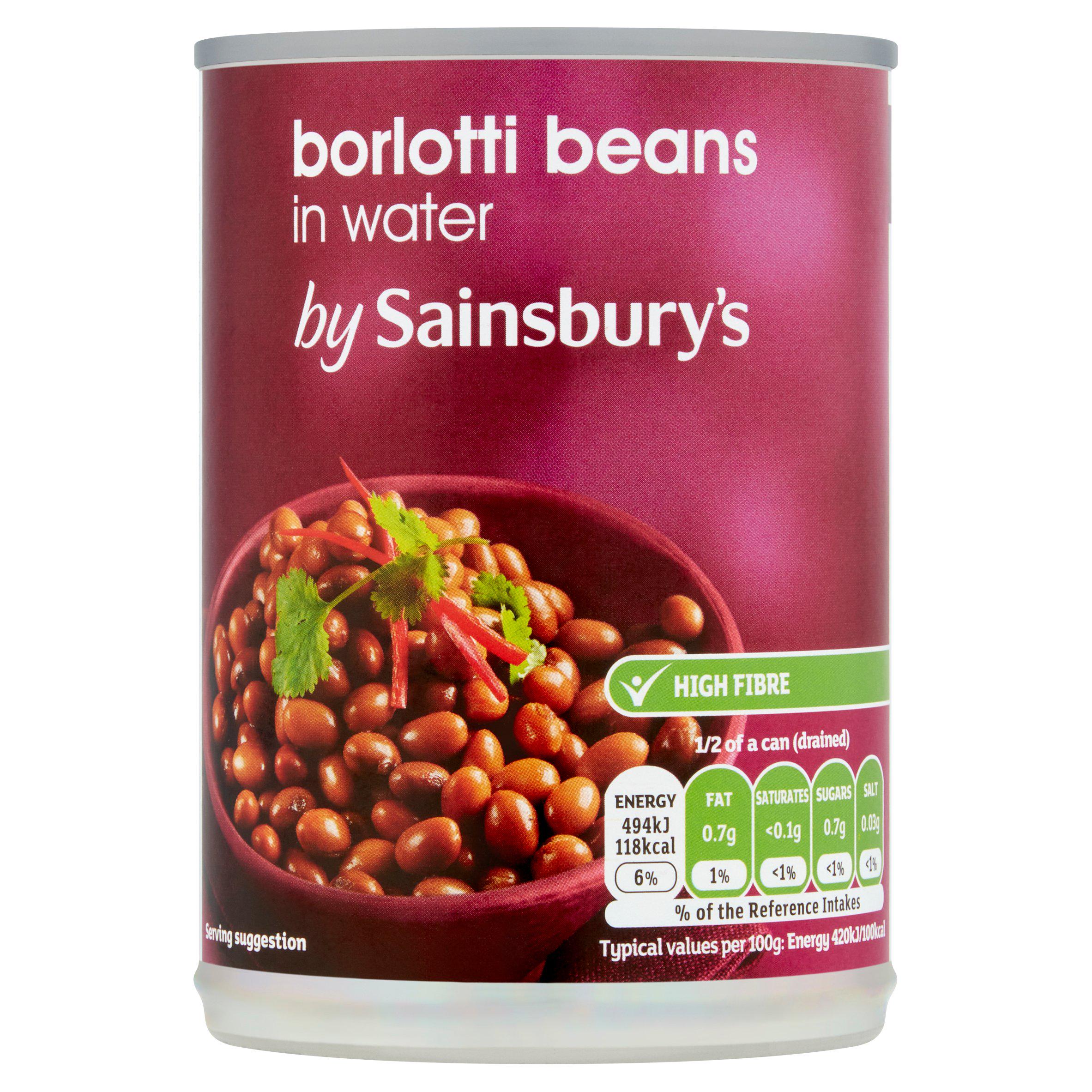 Sainsbury's Borlotti Beans In Water 400g (235g*) Pulses & beans Sainsburys   