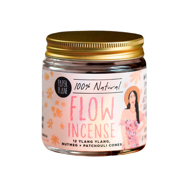 Paper Plane Flow incense cones jar of 12, imported from the UK