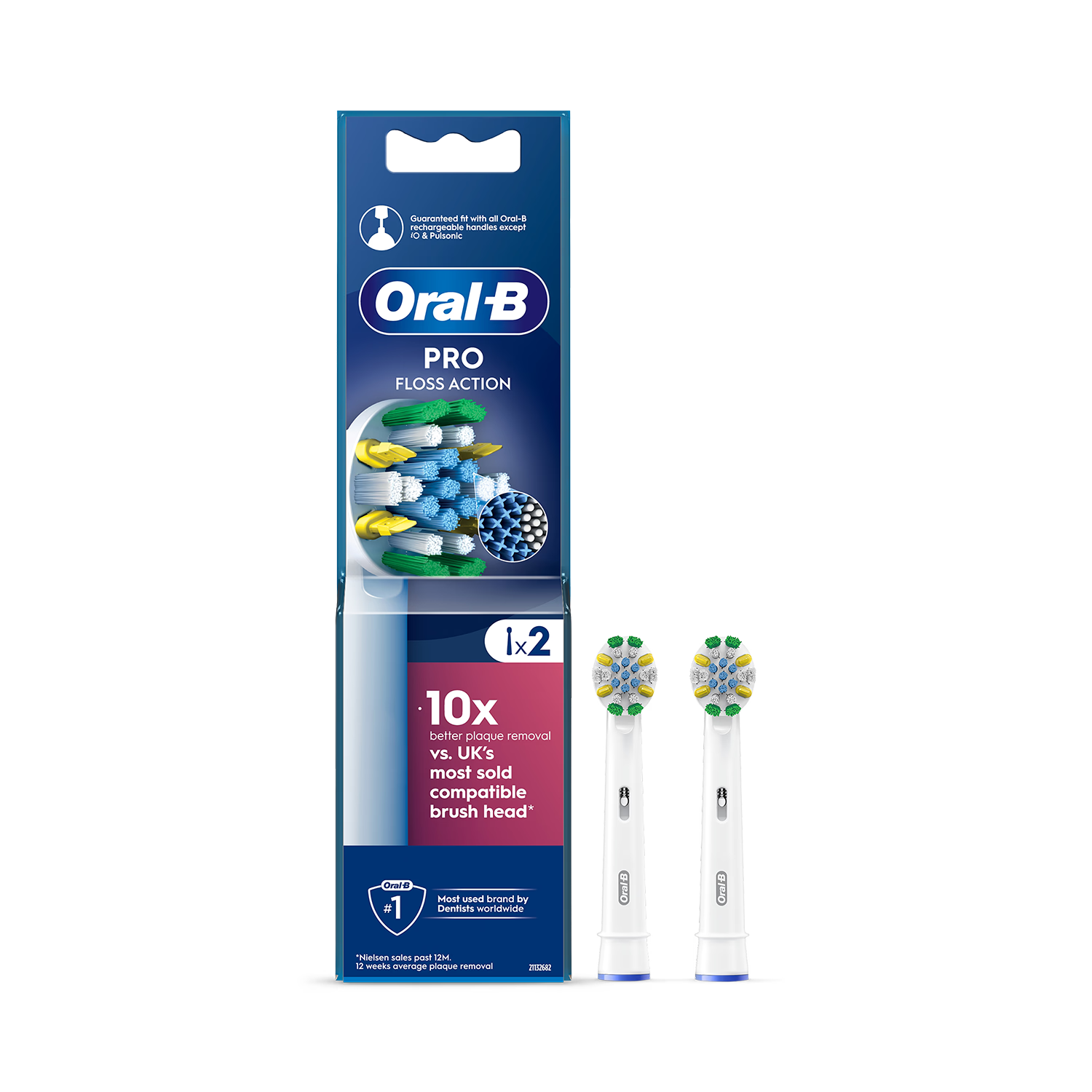Oral-B Floss Action toothbrush heads 2 count, imported from the UK