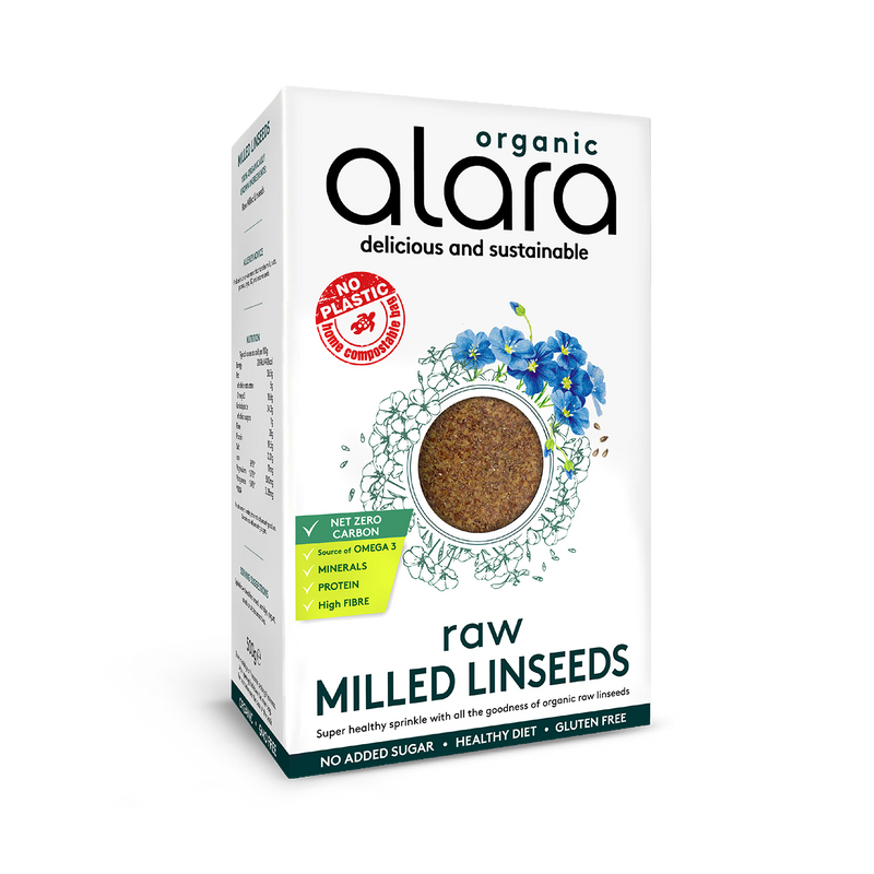 Alara raw organic milled linseeds 500g, UK version
