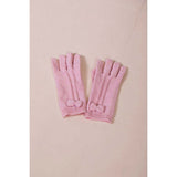 SVNX bow knitted gloves in pink one size - British product