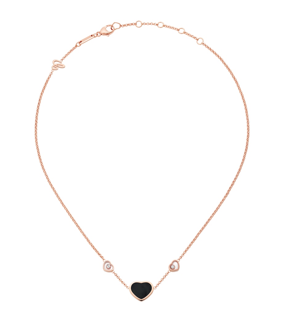 Chopard Happy Hearts pendant in rose gold with onyx and diamonds, UK version