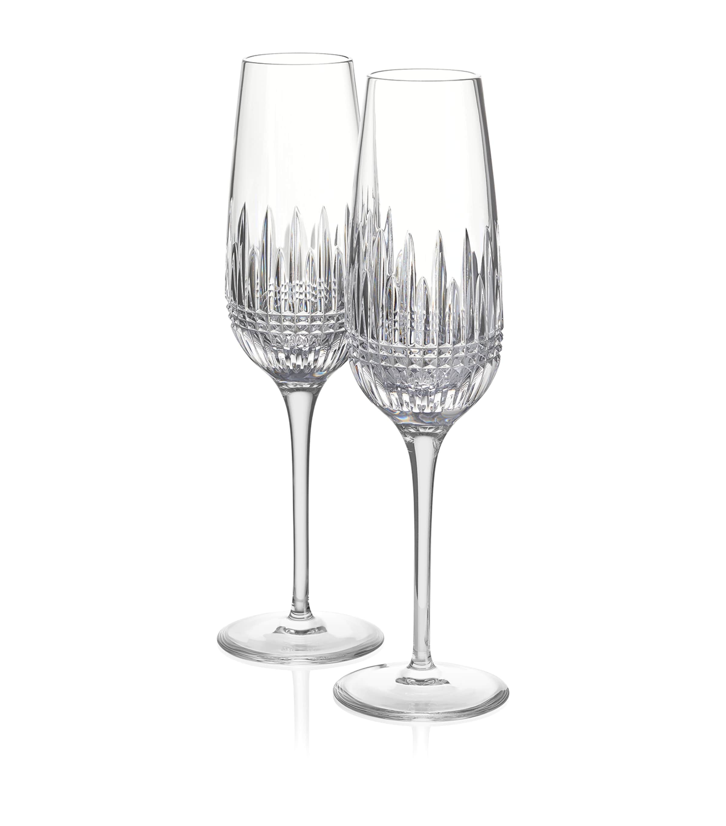 Waterford set of 2 diamond engraved champagne flutes 315ml (British brand)