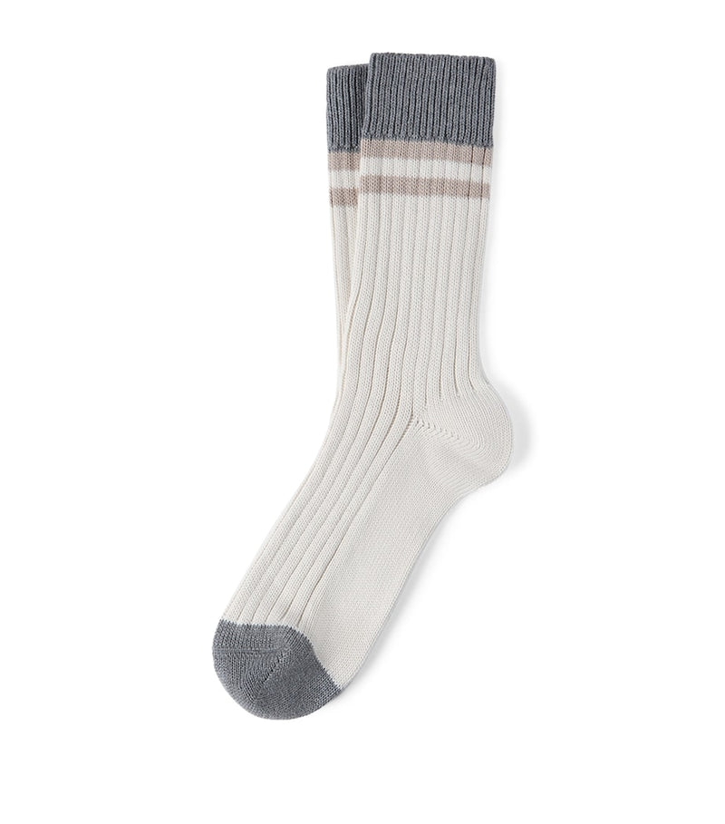 Brunello Cucinelli cotton stripe socks Italian made, UK version