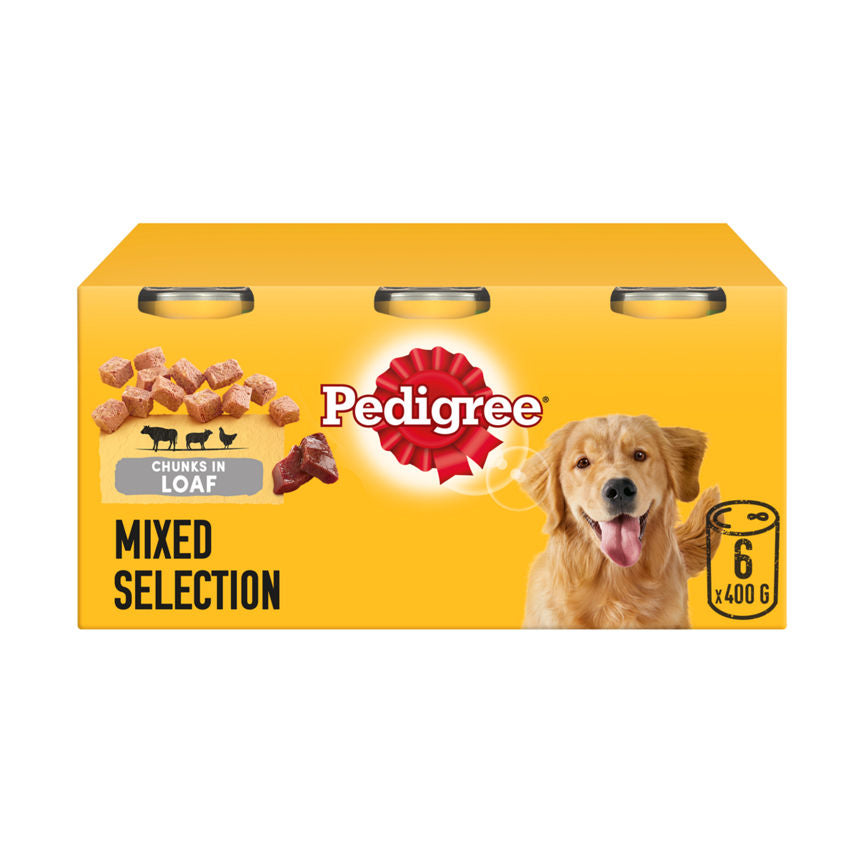 Pedigree Adult Wet Dog Food Tins Mixed in Loaf