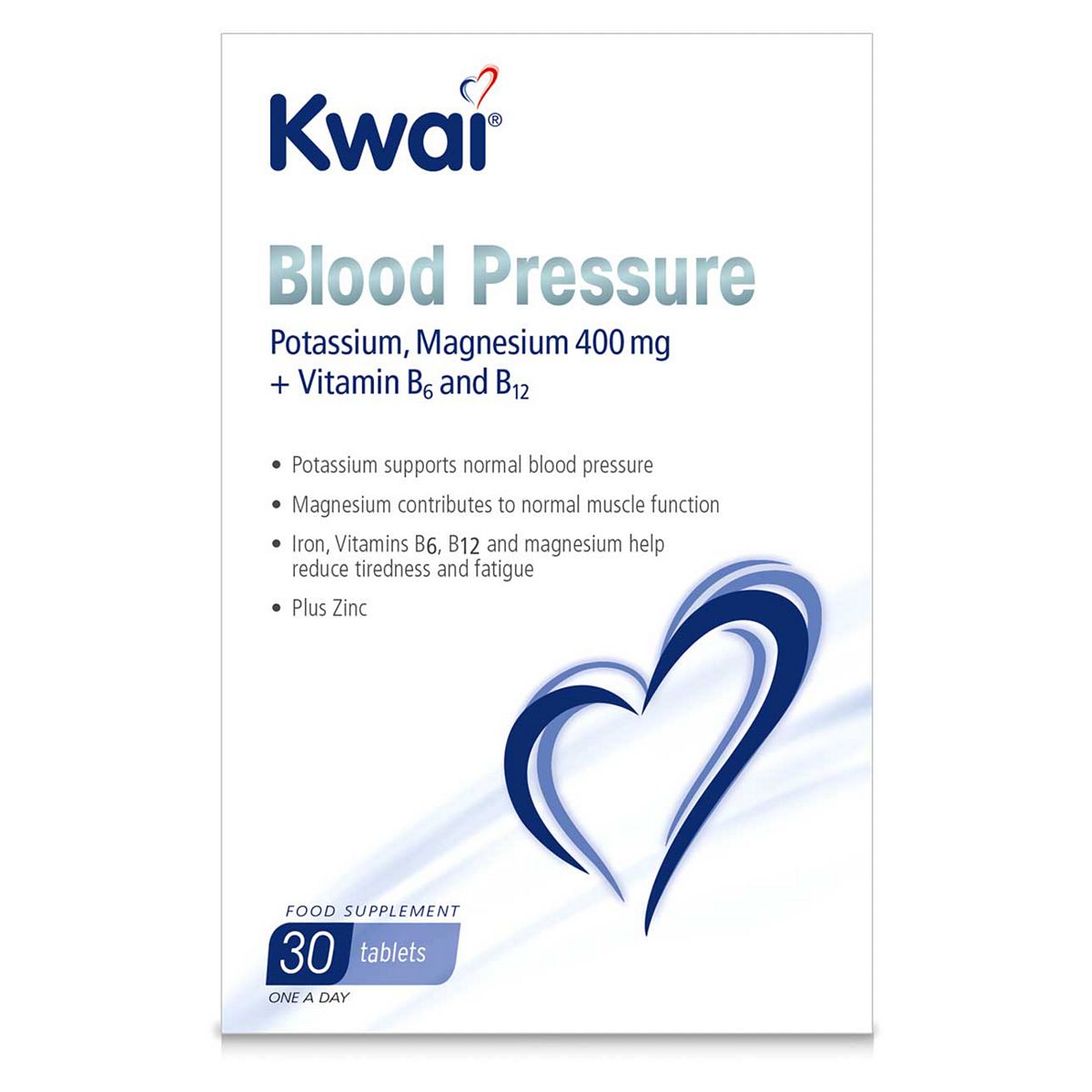 Kwai Blood Pressure Potassium, Magnesium 400mg + Vitamin B6 and B12 30 Tablets GOODS Boots   