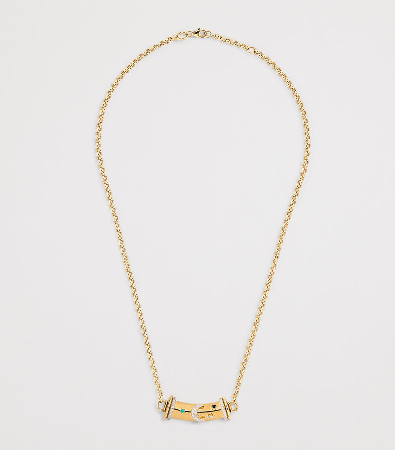 L'Atelier Nawbar yellow gold and diamond Warrior necklace, UK version