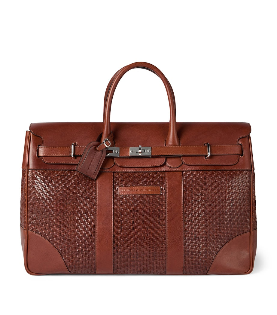 Brunello Cucinelli leather woven holdall - British product