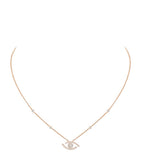 Messika lucky eye pink gold pave diamond necklace 0.29ct, imported from the UK