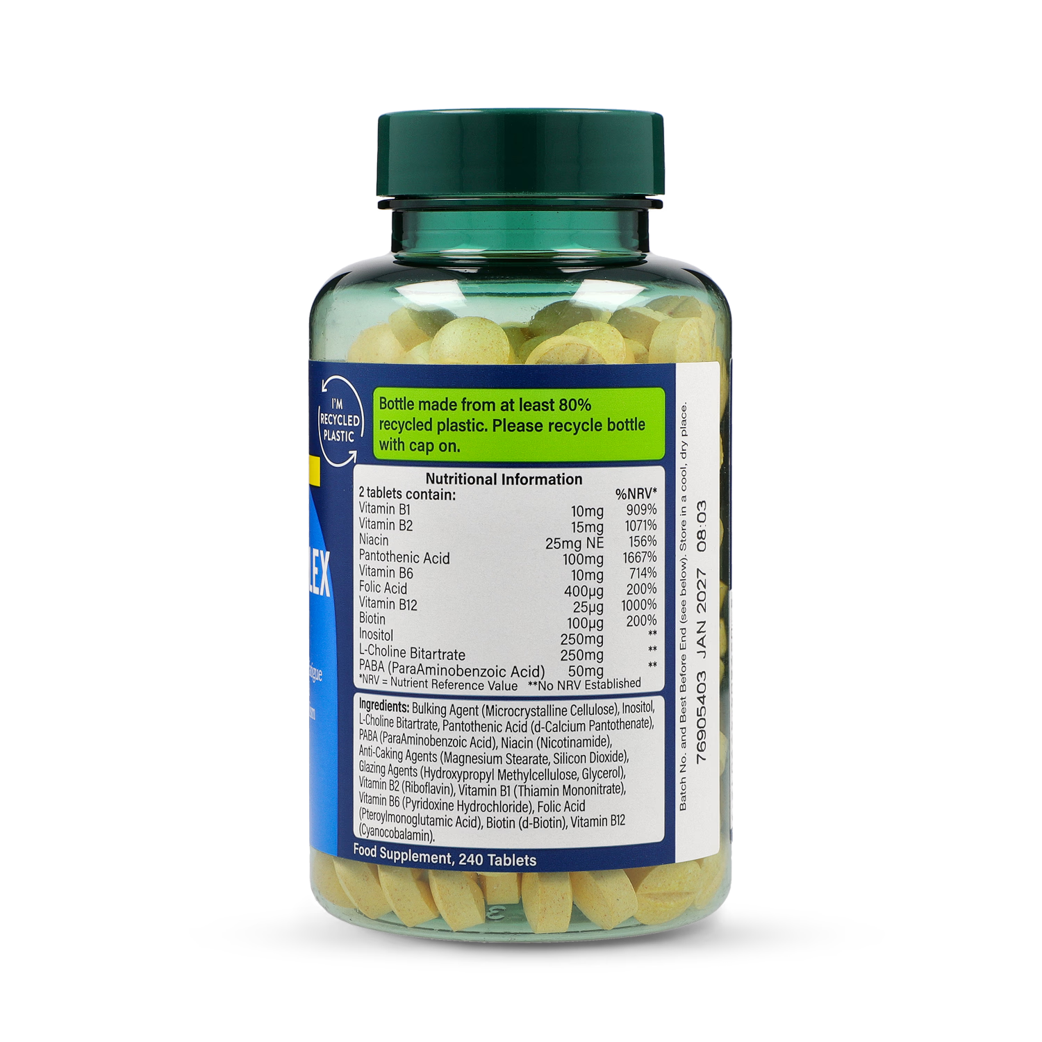 High Strength Complete Vitamin B Complex Tablets 240 Count