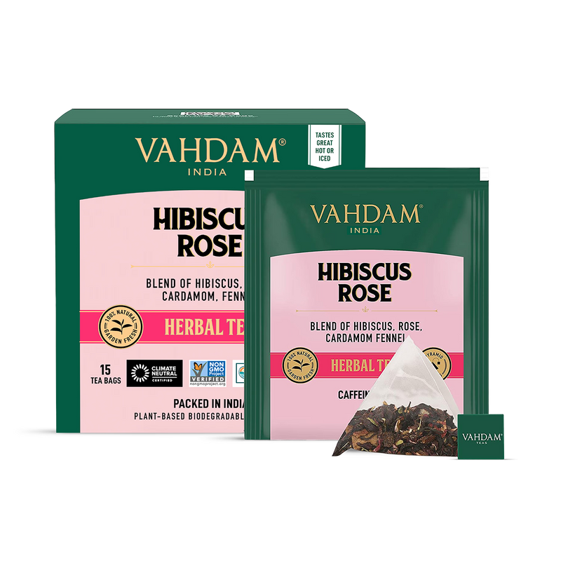 Hibiscus and Rose Herbal Tea with Cardamom and Fennel 15 Tea Bags