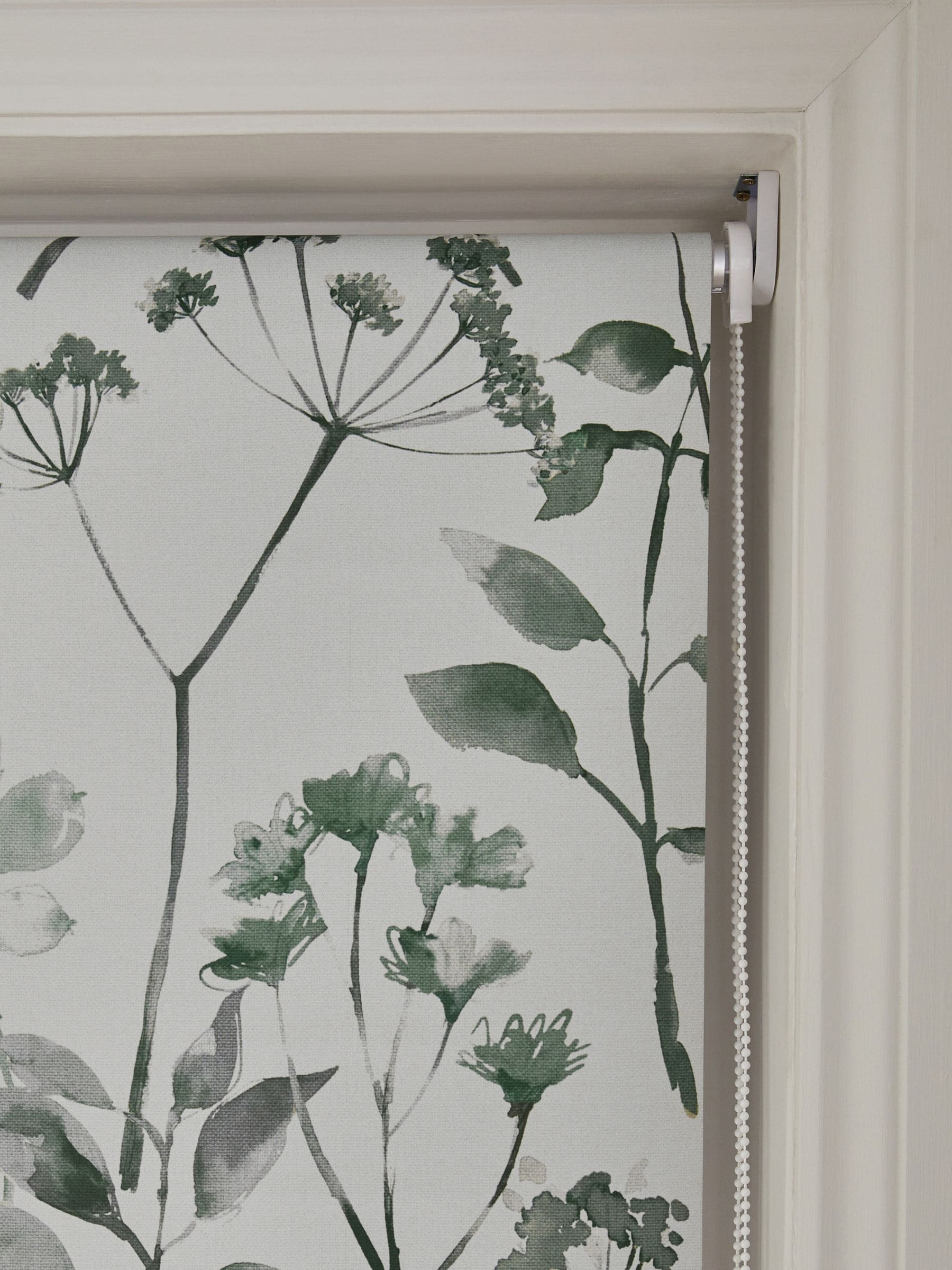 Green Isla floral blackout roller blind, UK version