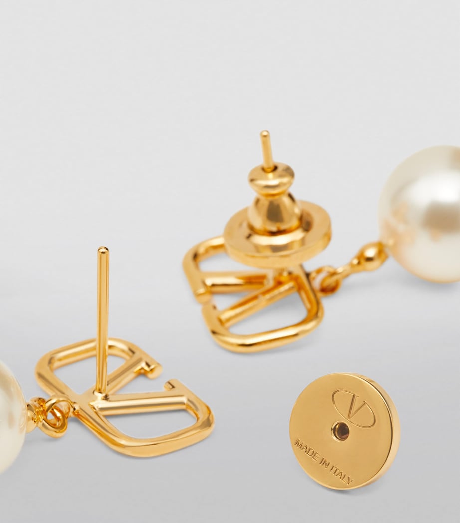 Valentino Garavani faux pearl VLogo earrings, imported from the UK