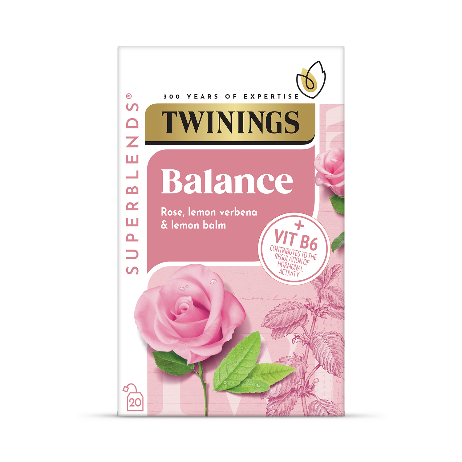 Hormone Balancing Herbal Tea with Rose Lemon Verbena and Vitamin B6 20 Teabags