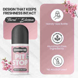Scrubbingtons Pit Stop Floral Blossom deodorant 75ml 4-pack, imported from the UK