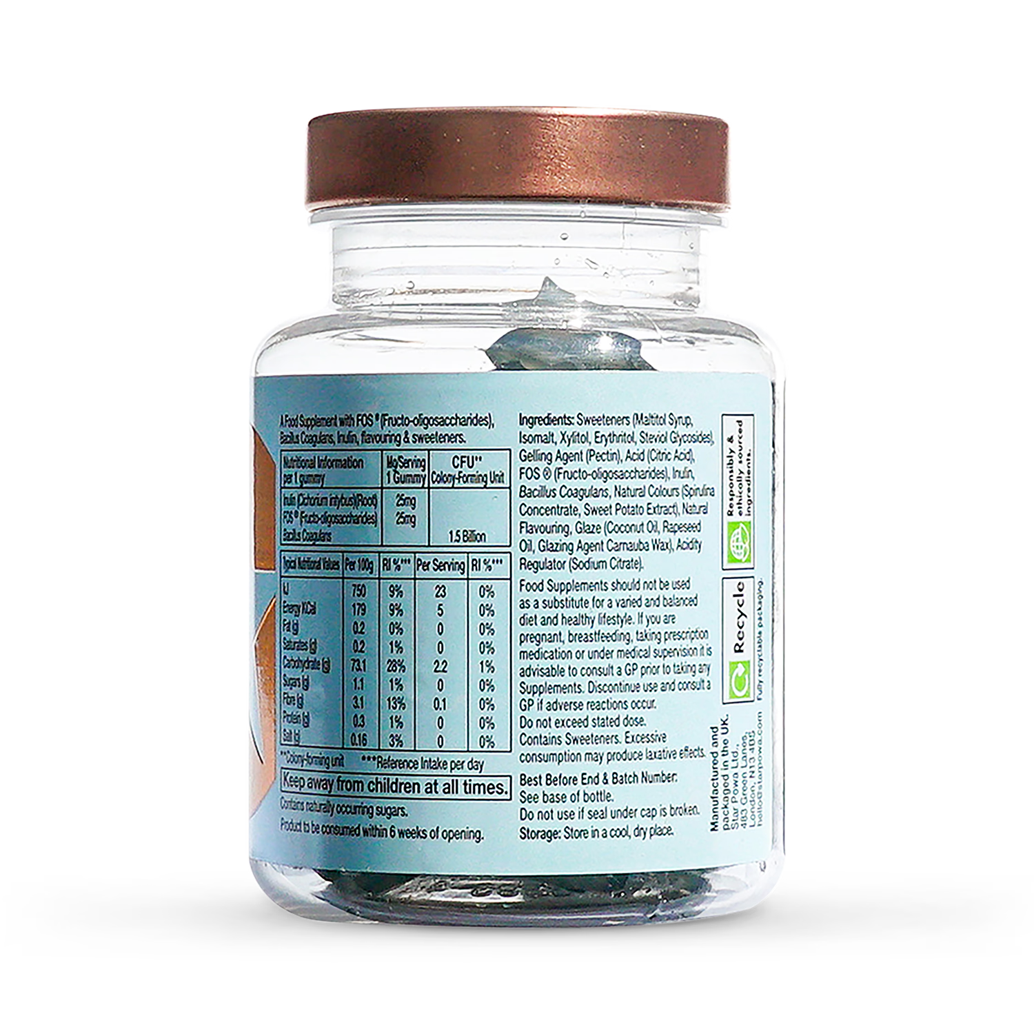 Blueberry Flavoured Friendly Bacteria and Prebiotic 30 Gummies
