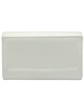 Ravel White Clutch Bag with patent finish and metal chain, imported from the UK