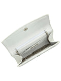 Ravel White Clutch Bag with patent finish and metal chain, imported from the UK
