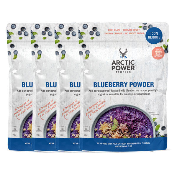 Arctic Power Berries blueberry powder bundle 4x70g, imported from the UK