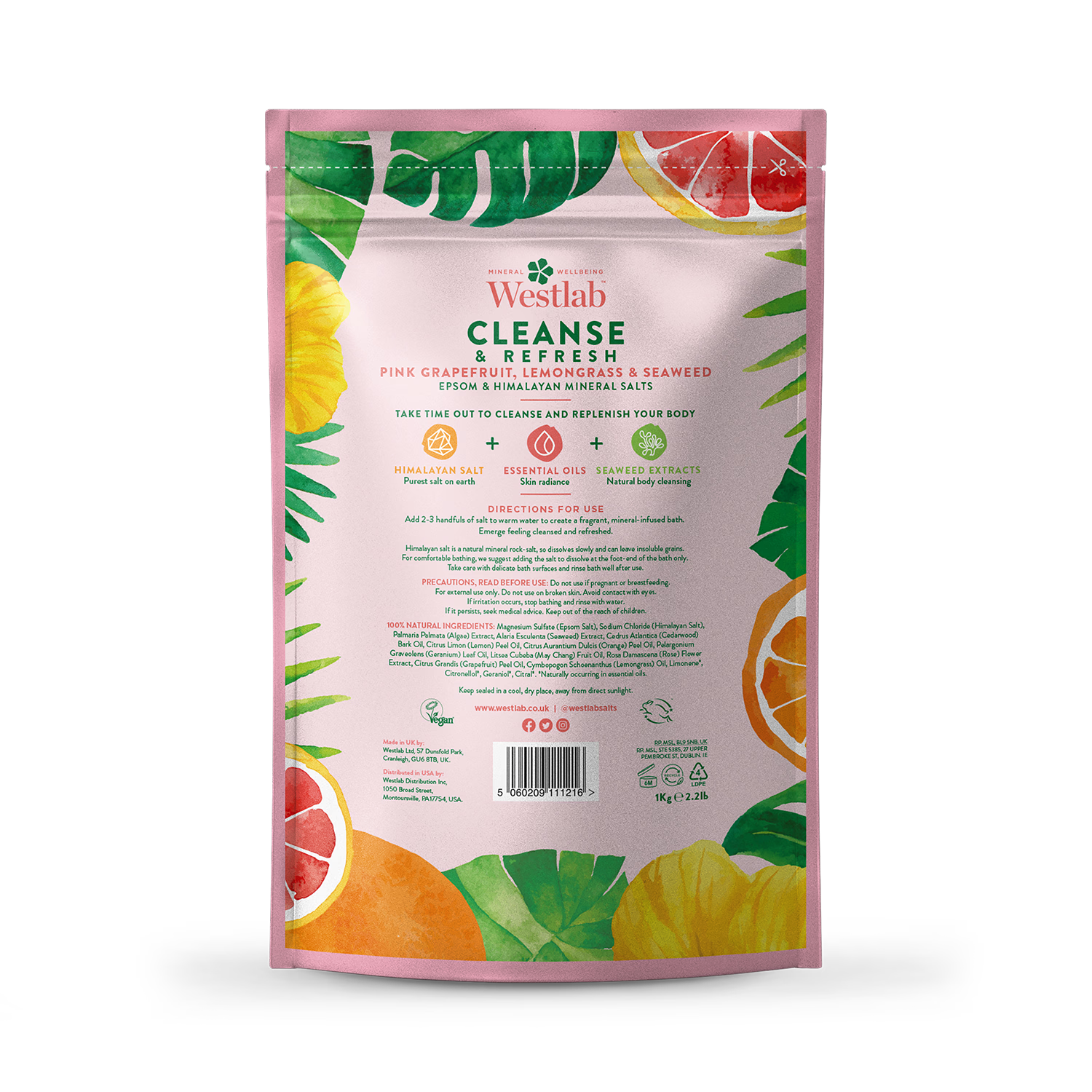 Cleansing Epsom and Himalayan Bathing Salts with Lemongrass and Seaweed 1kg