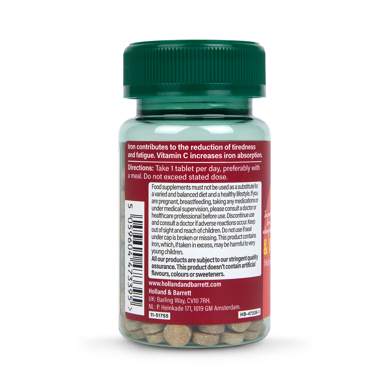 Holland Barrett Iron Vitamin C 14mg 180 Tablets