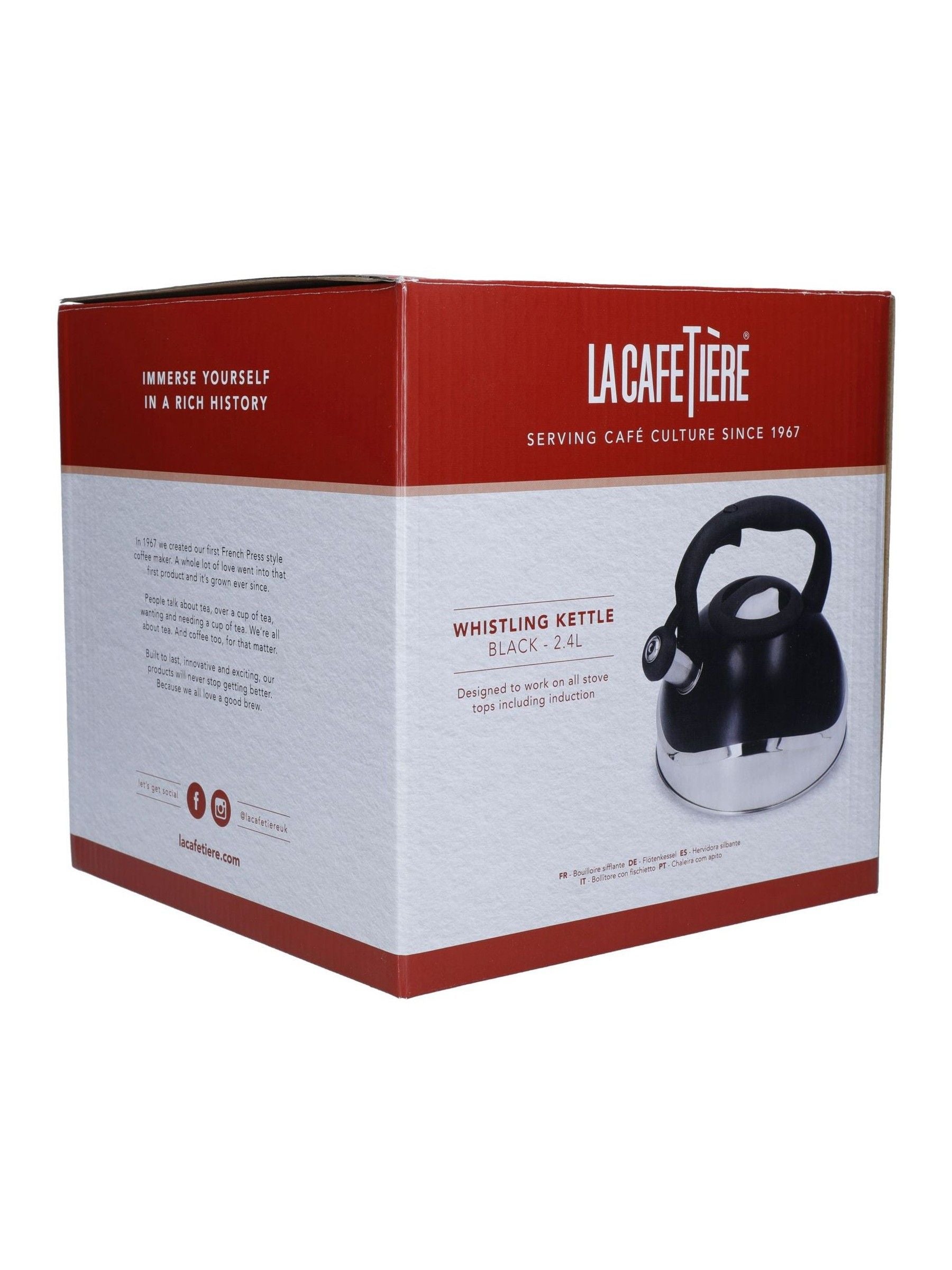 La Cafetière black whistling kettle 2.1L - British product