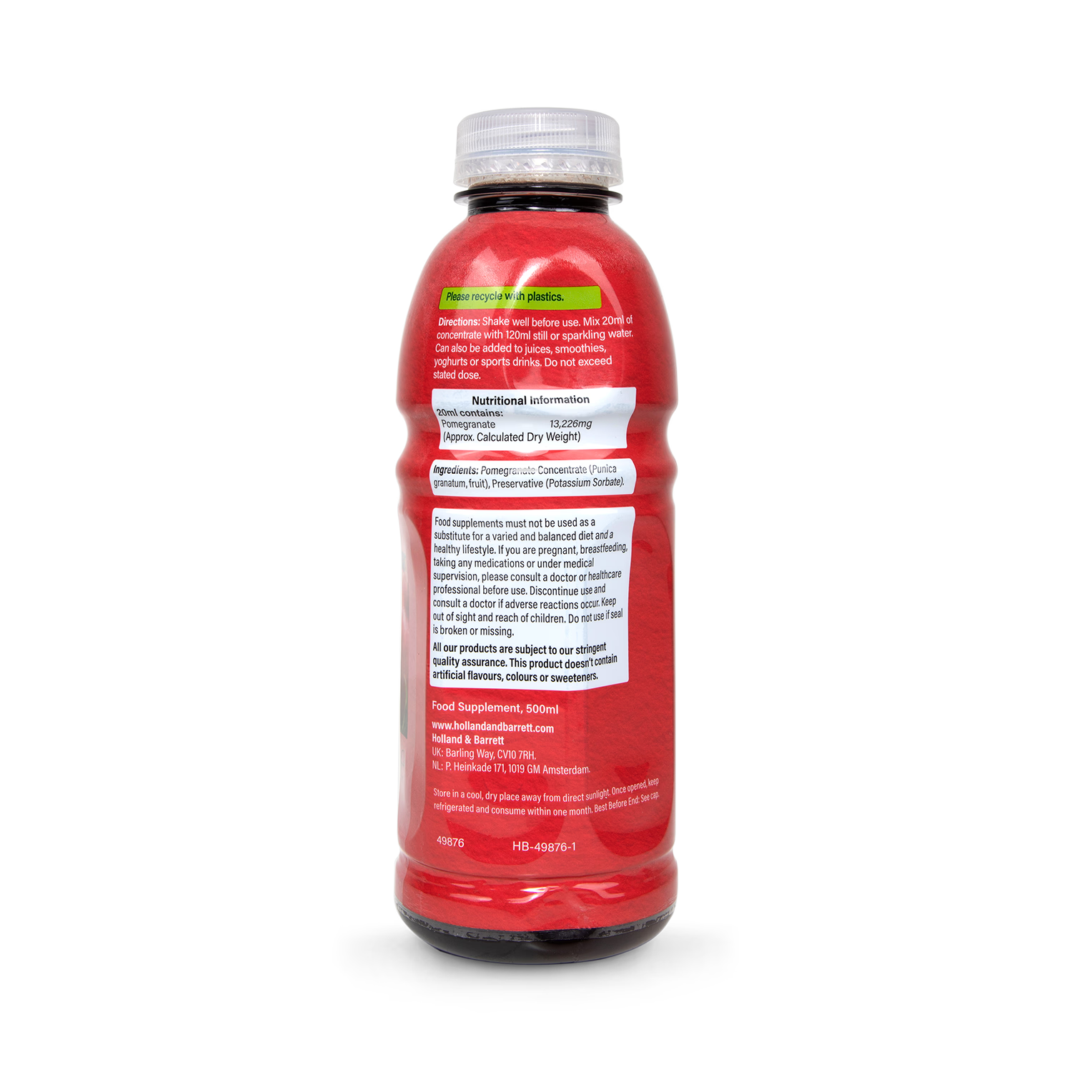 Holland Barrett Concentrated Pomegranate Juice 500ml