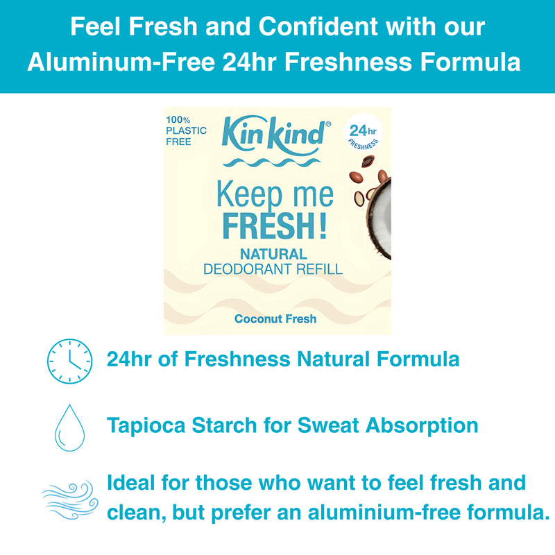 KinKind natural deodorant refill coconut fresh, imported from the UK