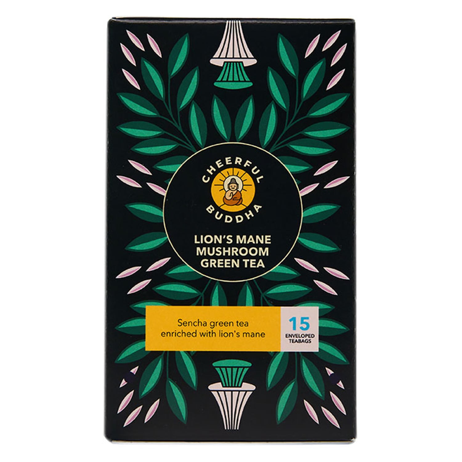 Cheerful Buddha Lions Mane Mushroom Green Tea 15 Tea Bags