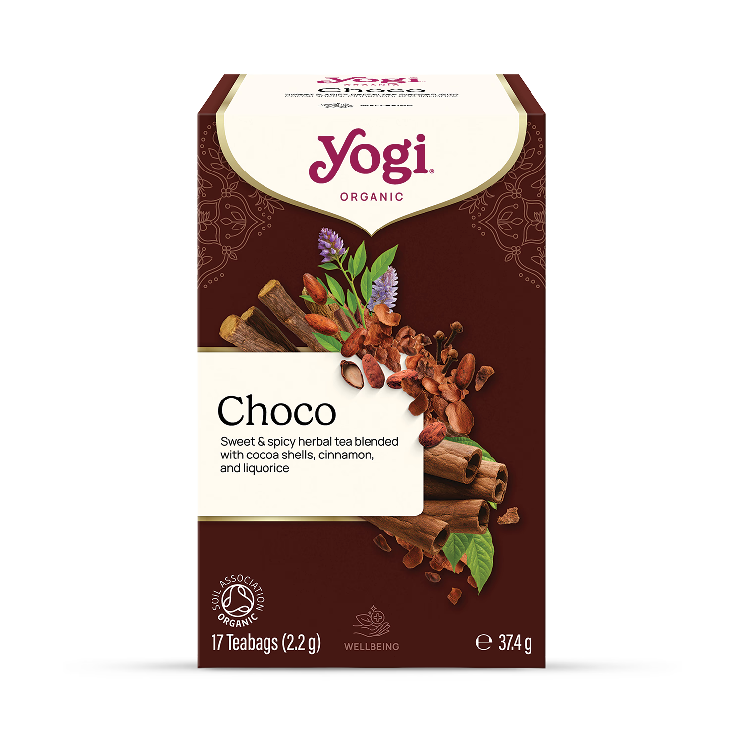 Organic Spiced Cocoa Shell Ayurvedic Herbal Tea 17 Tea Bags