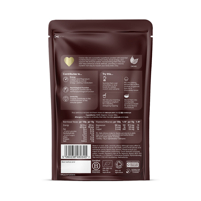 Organic Raw Cacao Nibs 125g