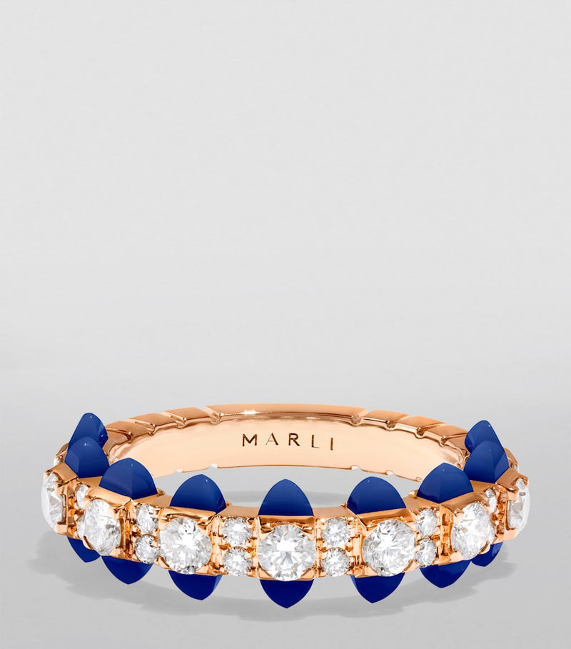 Marli New York rose gold diamond lapis lazuli Tip-Top ring, imported from the UK