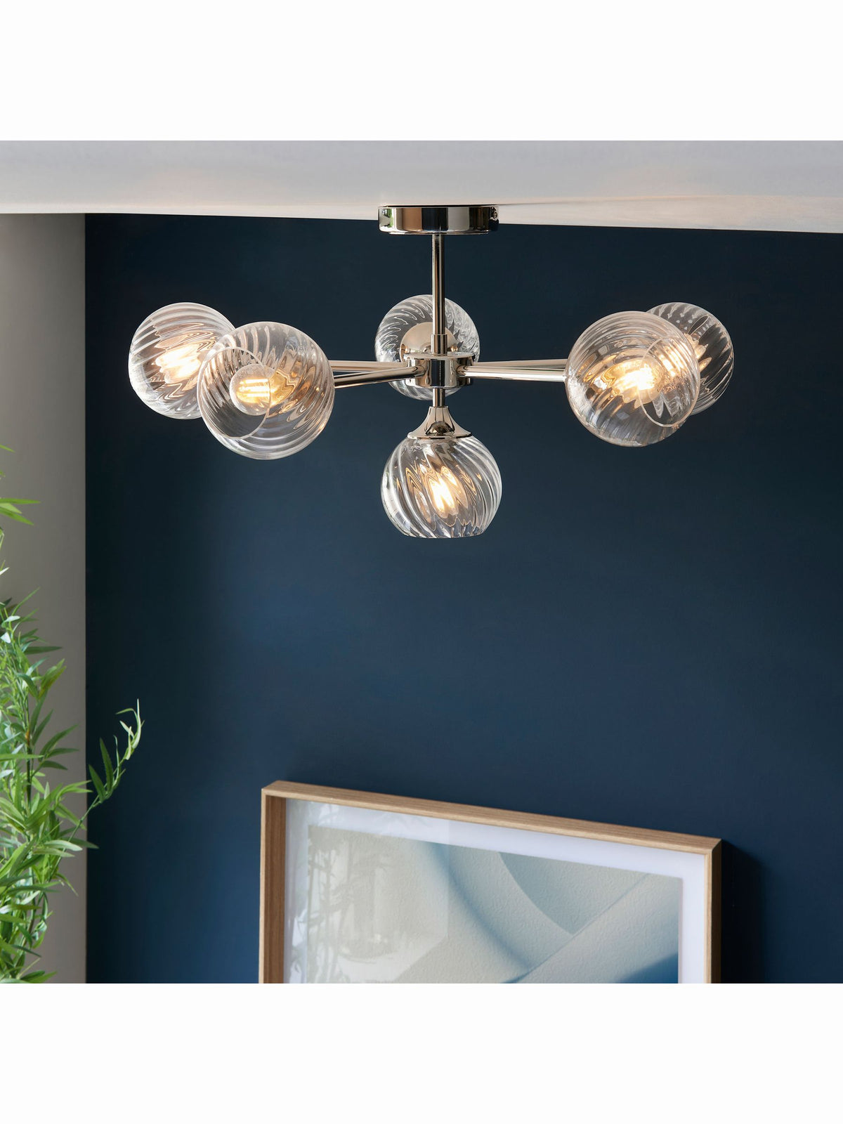 Gallery Home Antique Brass Lexi 6 Bulb Ceiling Light