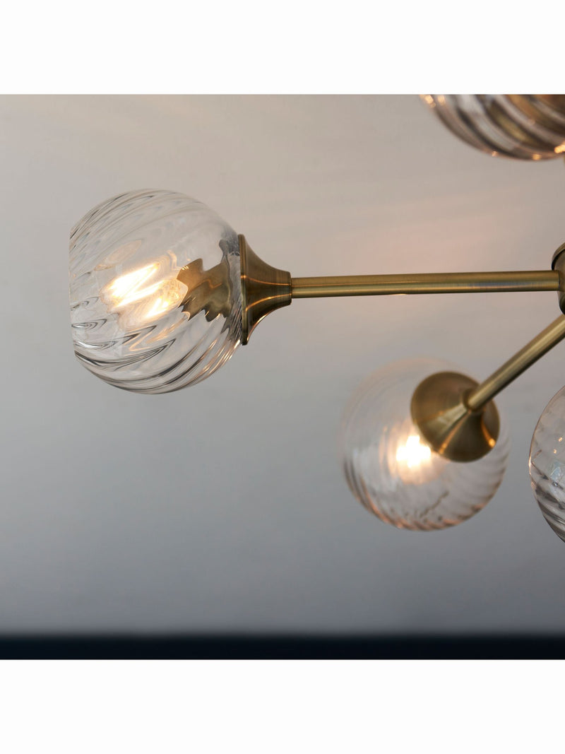 Gallery Home antique brass Lexi 6 bulb ceiling light, UK version